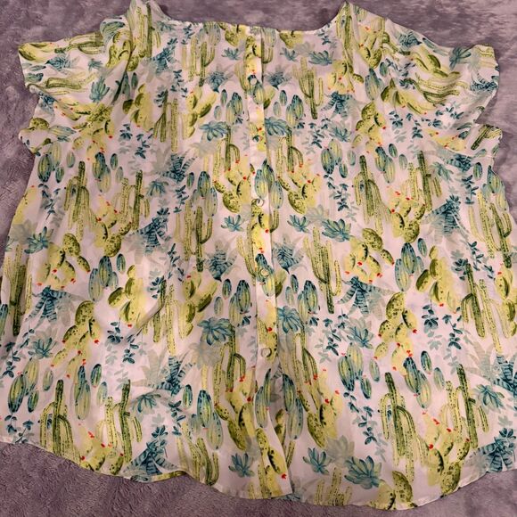 Torrid Cactus Abbey Georgette Button Back Blouse - Picture 3 of 4